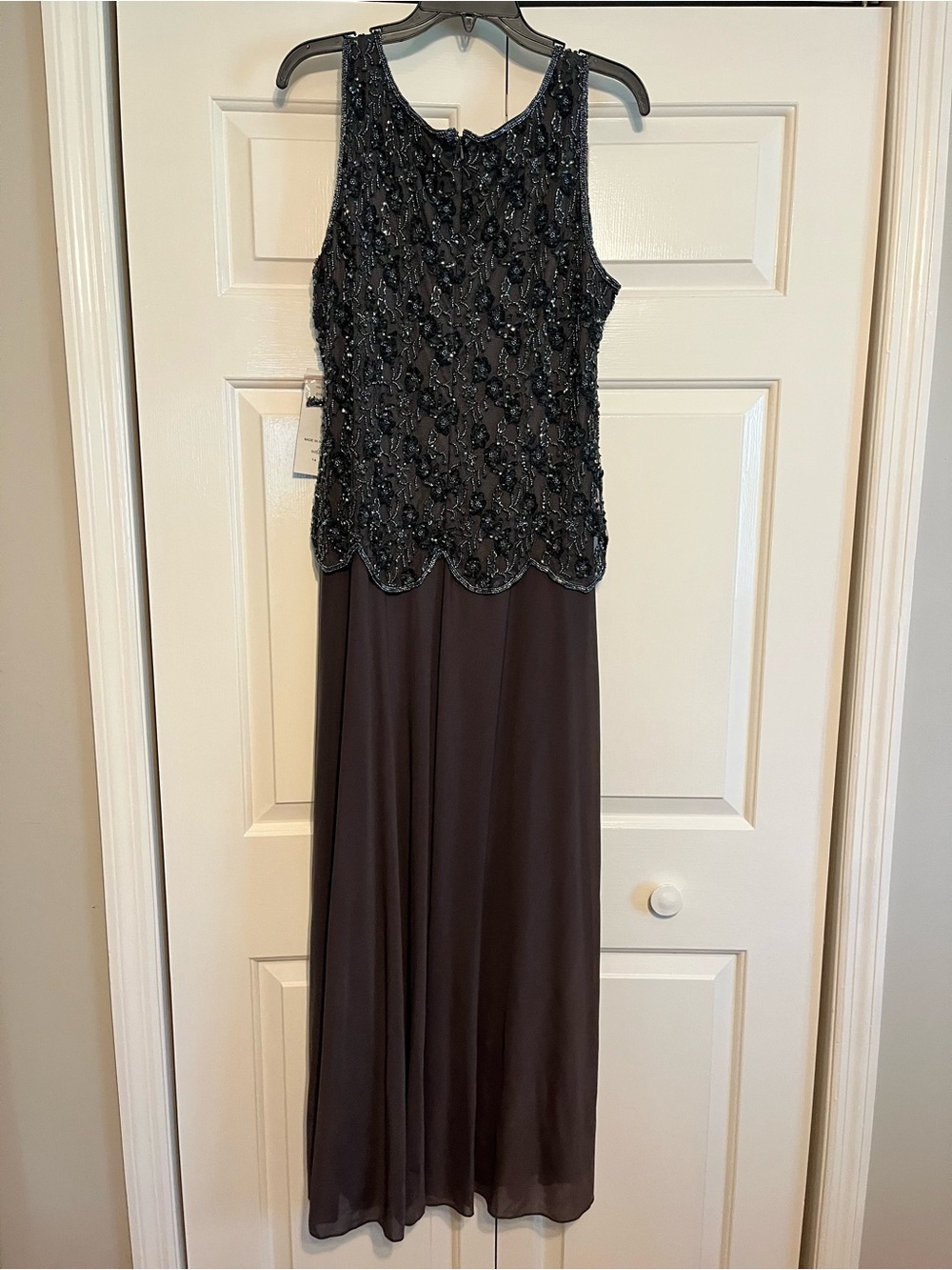 Embellished Black Tank Evening Dress